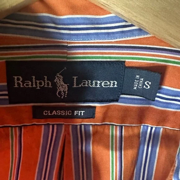 Ralph Lauren Orange and Blue Striped Shirt - Picture 3 of 3